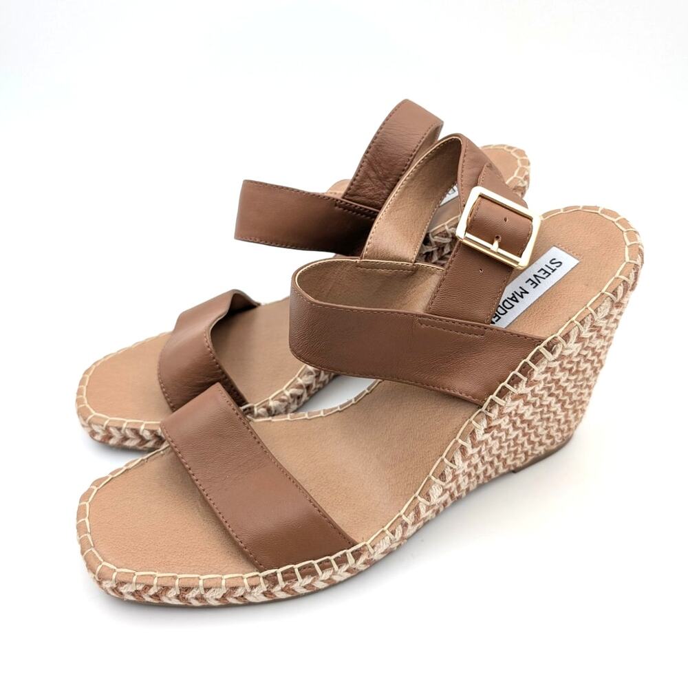 Steve Madden Imply Espadrille Wedge Sandal Women's Cognac Size US11M EU42